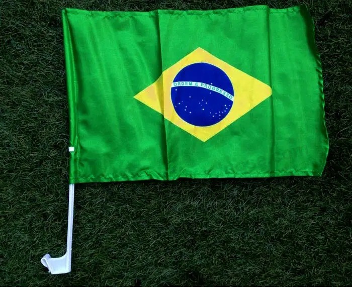 custom logo polyester banner nationaal land brazilië autoraam vlag